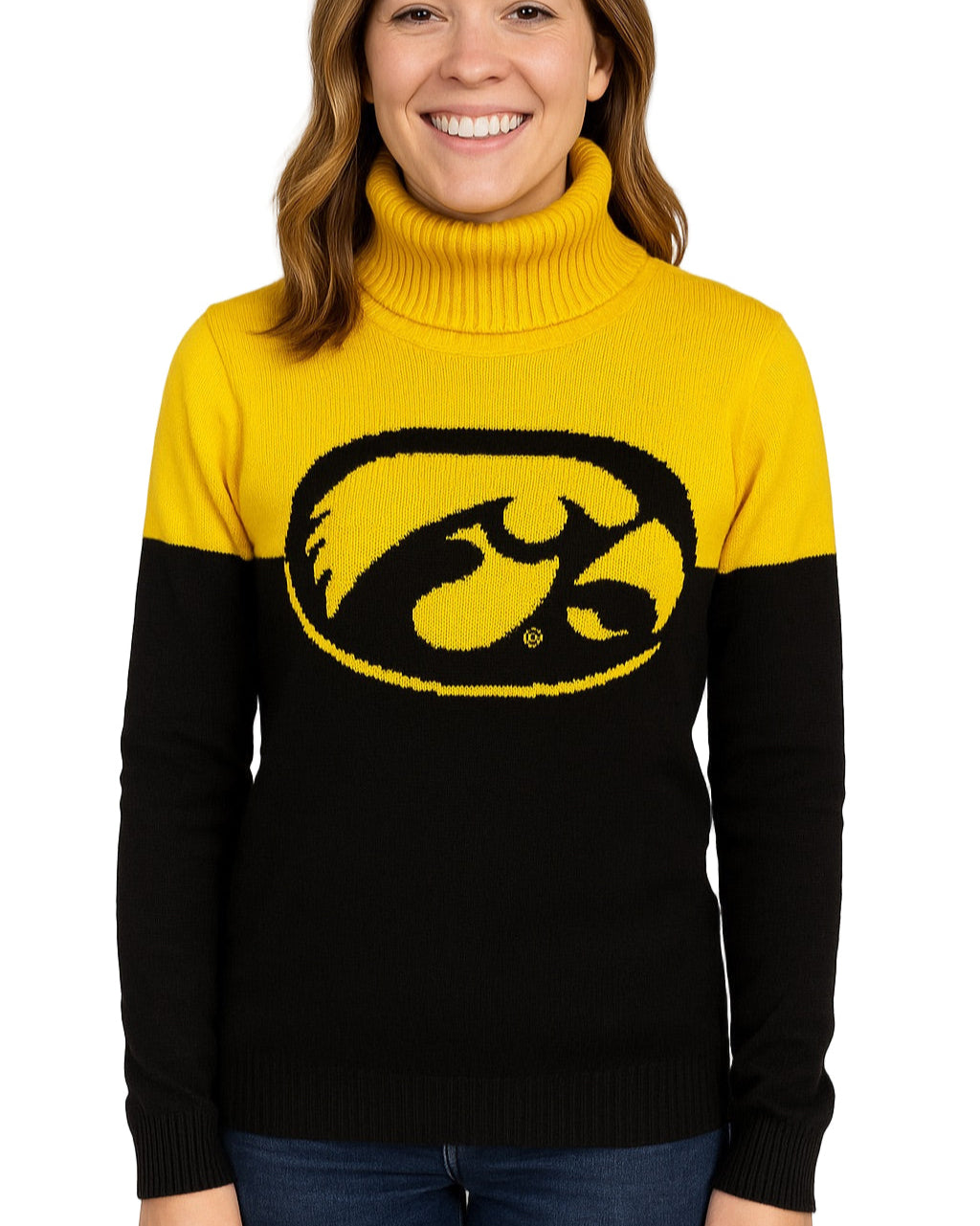 Iowa Hawkeyes Cowl Neck Logo Sweater