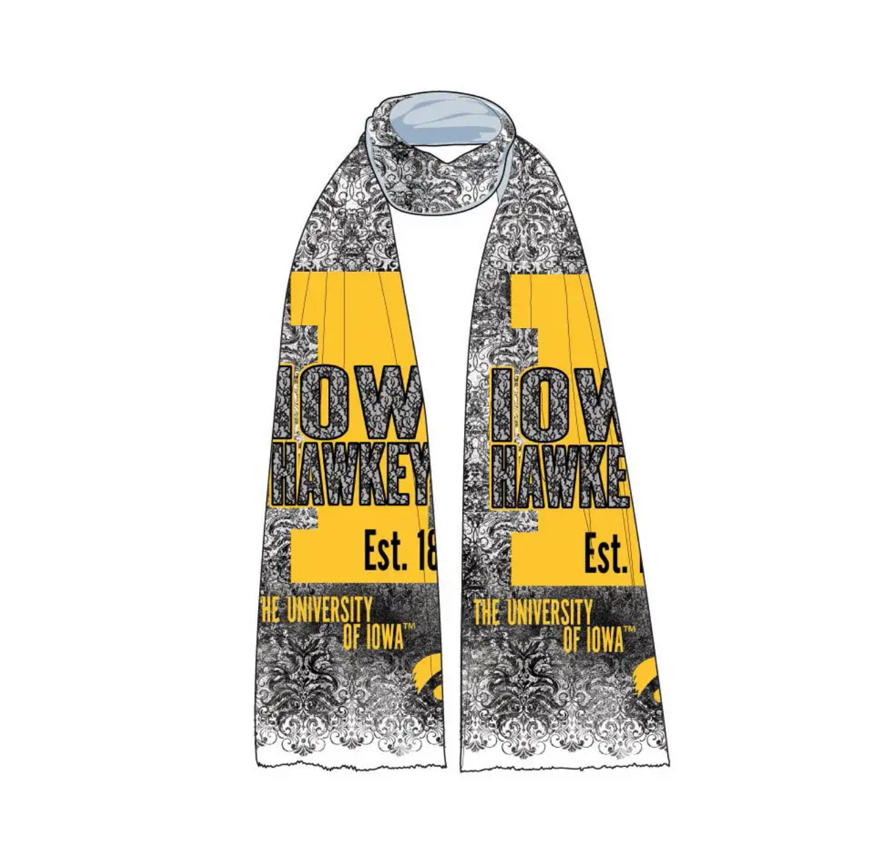 Iowa Hawkeyes Lace Print Scarf