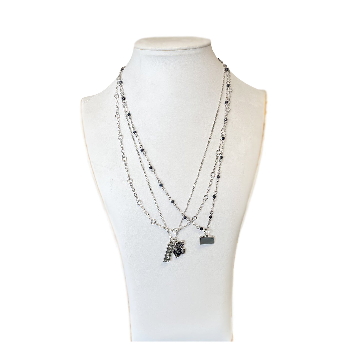 Kansas Jayhawks Multi Logo Necklace Silver Plated