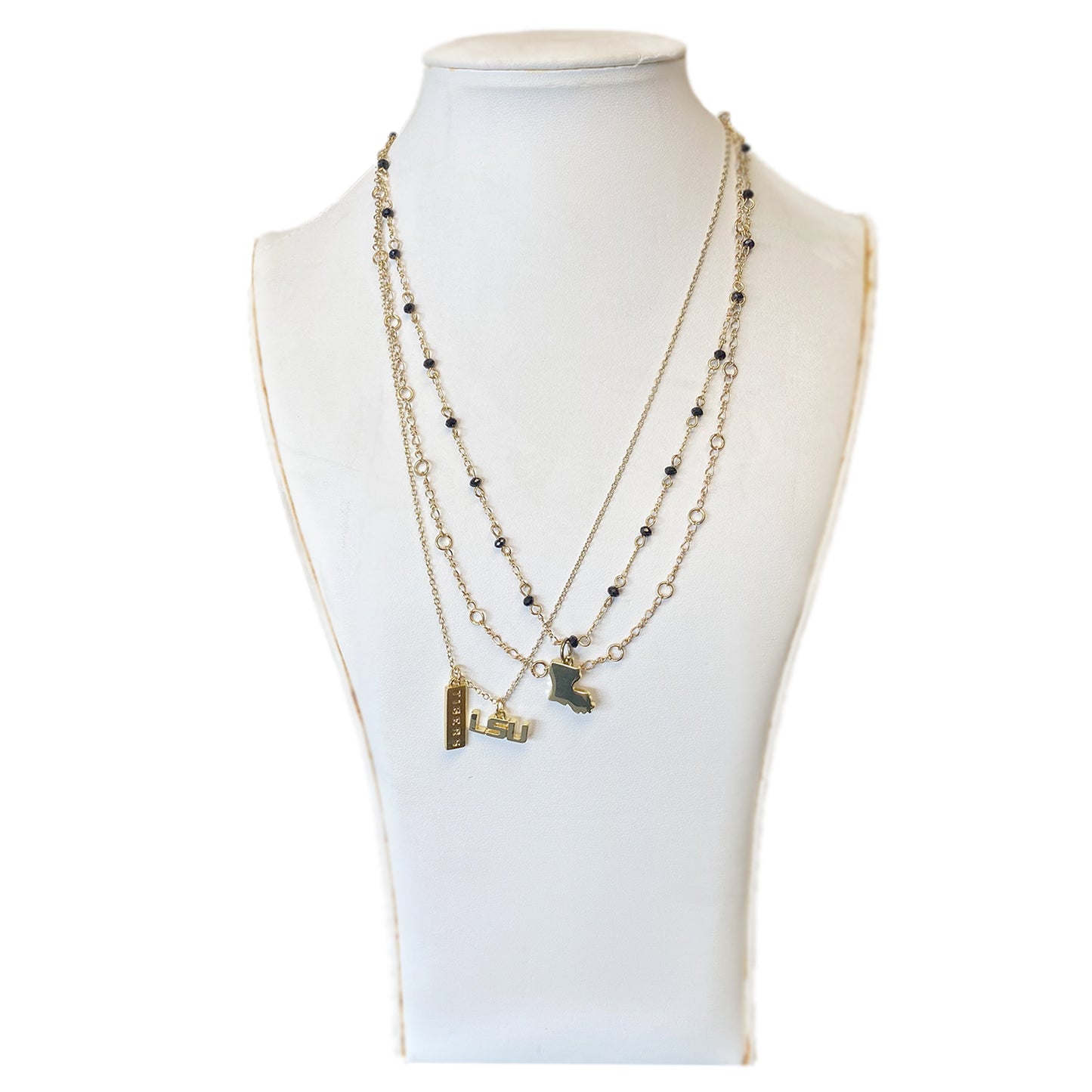 LSU Tigers Multi Logo Necklace Gold Plated