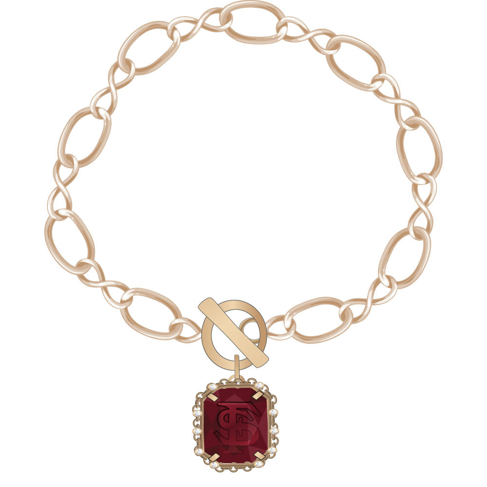 Florida State Seminoles Etched Chain Bracelet Silver Plated