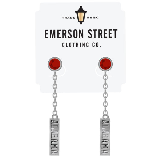 Alabama Crimson Tide Logo Dangle Earrings Silver Plated
