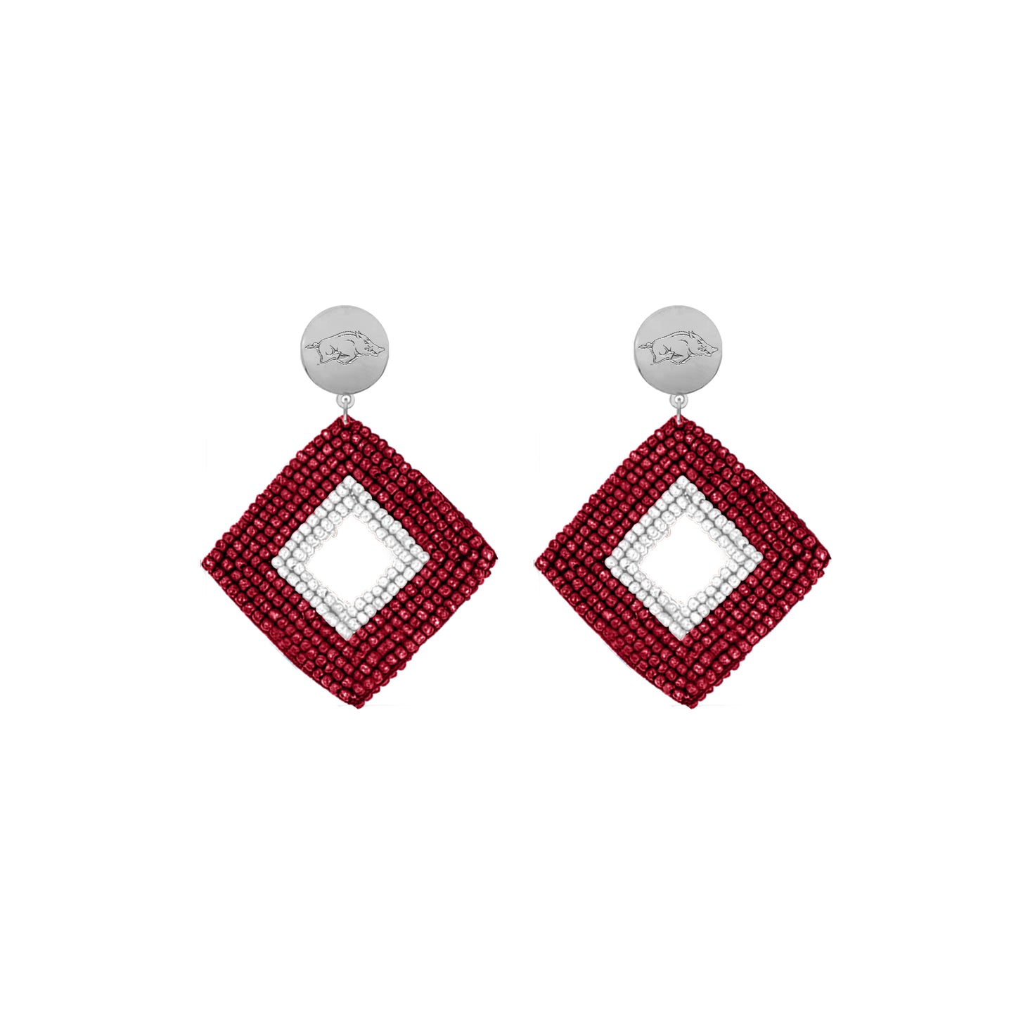 Arkansas Razorbacks Hand Beaded Weaver Earrings