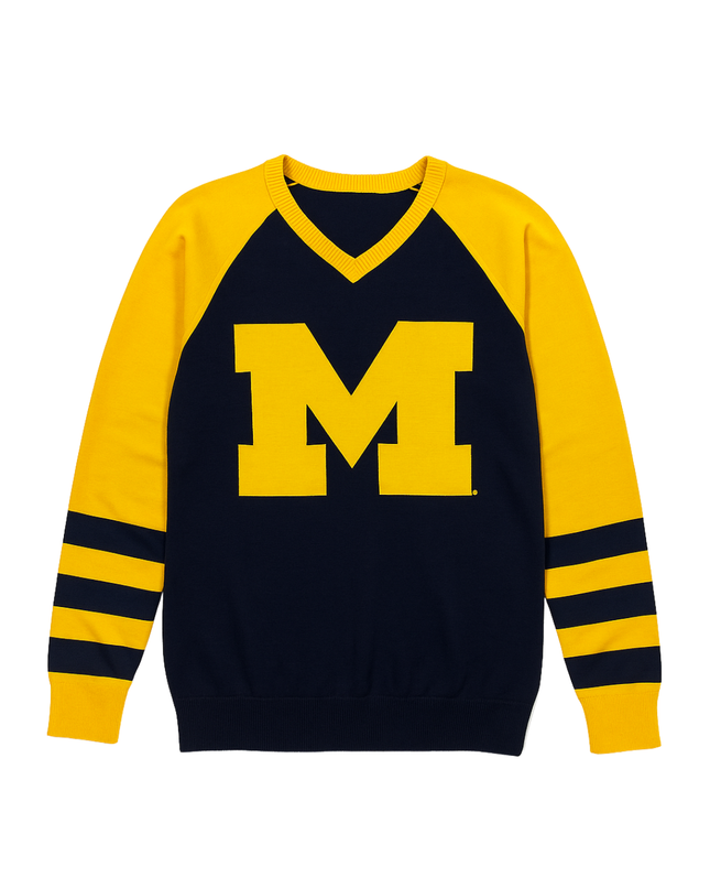 Michigan Wolverines V Neck Logo sweater