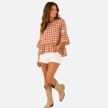 Texas Longhorns Finley Ruffle Tunic Blouse