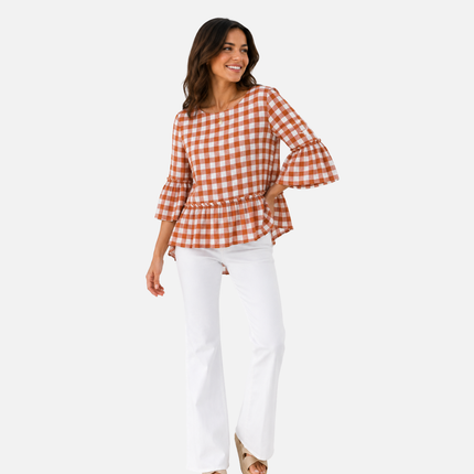 Texas Longhorns Finley Ruffle Tunic Blouse