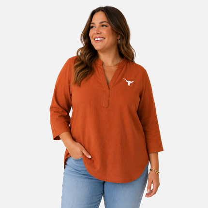 Texas Longhorns Harper Tunic Blouse -Ladies Plus Size