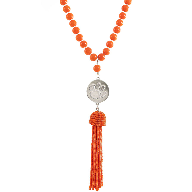 Clemson Tigers Hand Beaded Lala Necklace