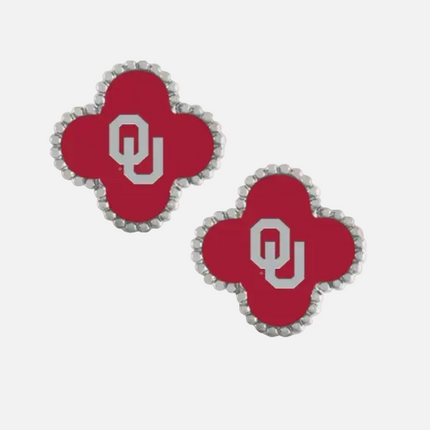 Oklahoma Sooners Adele Quatrefoil Stud Earrings