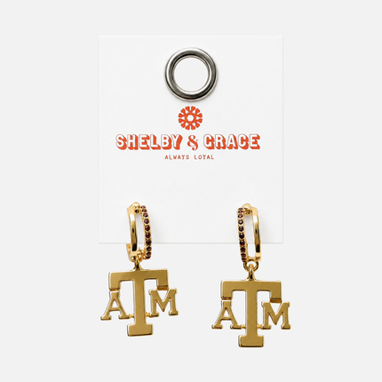 Texas A&M Aggies Finn Logo Hoop Earrings