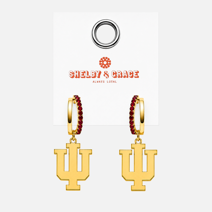 Indiana Hoosiers Finn Logo Hoop Earrings