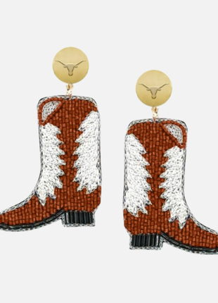 Texas Boots Hand Beaded Earrings