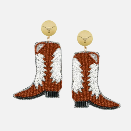 Texas Boots Hand Beaded Earrings