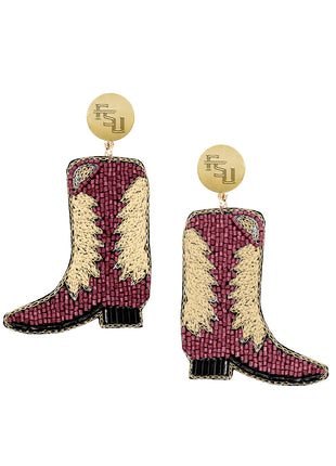 Florida State Seminoles Boots Hand Beaded Earrings