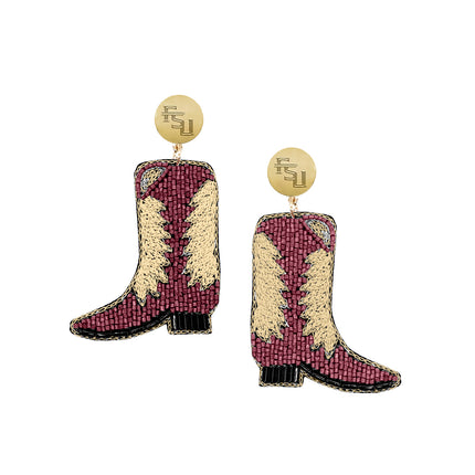 Florida State Seminoles Boots Hand Beaded Earrings