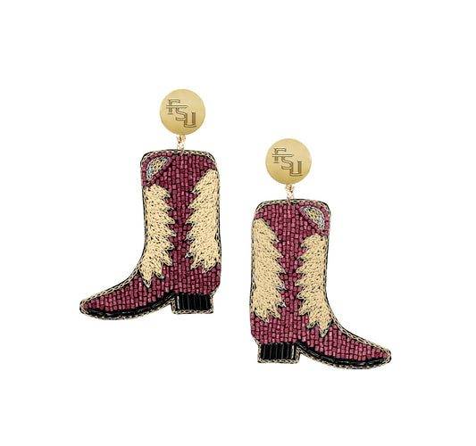 FSU Boots Hand Beaded Earrings