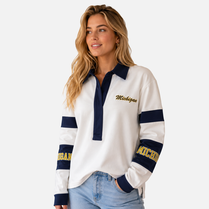 Michigan Wolverines Back Logo Long Sleeve Rugby Top