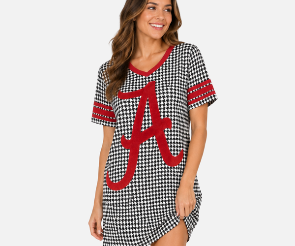 alabama crimson tide dress shirt Houndstooth Nightshirt M What Jewelry To Wear and engineered with high Dovetail Const. Option:2X Print