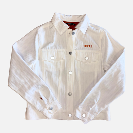 Texas Longhorns Embroidered Denim Jacket - Ivory