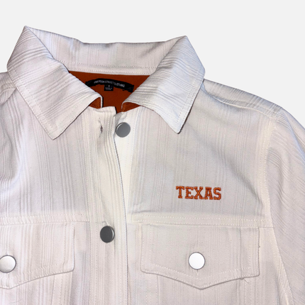 Texas Longhorns Embroidered Denim Jacket - Ivory