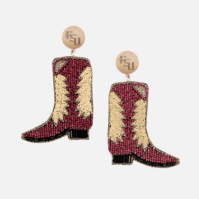 Florida State Seminoles Boots Hand Beaded Earrings