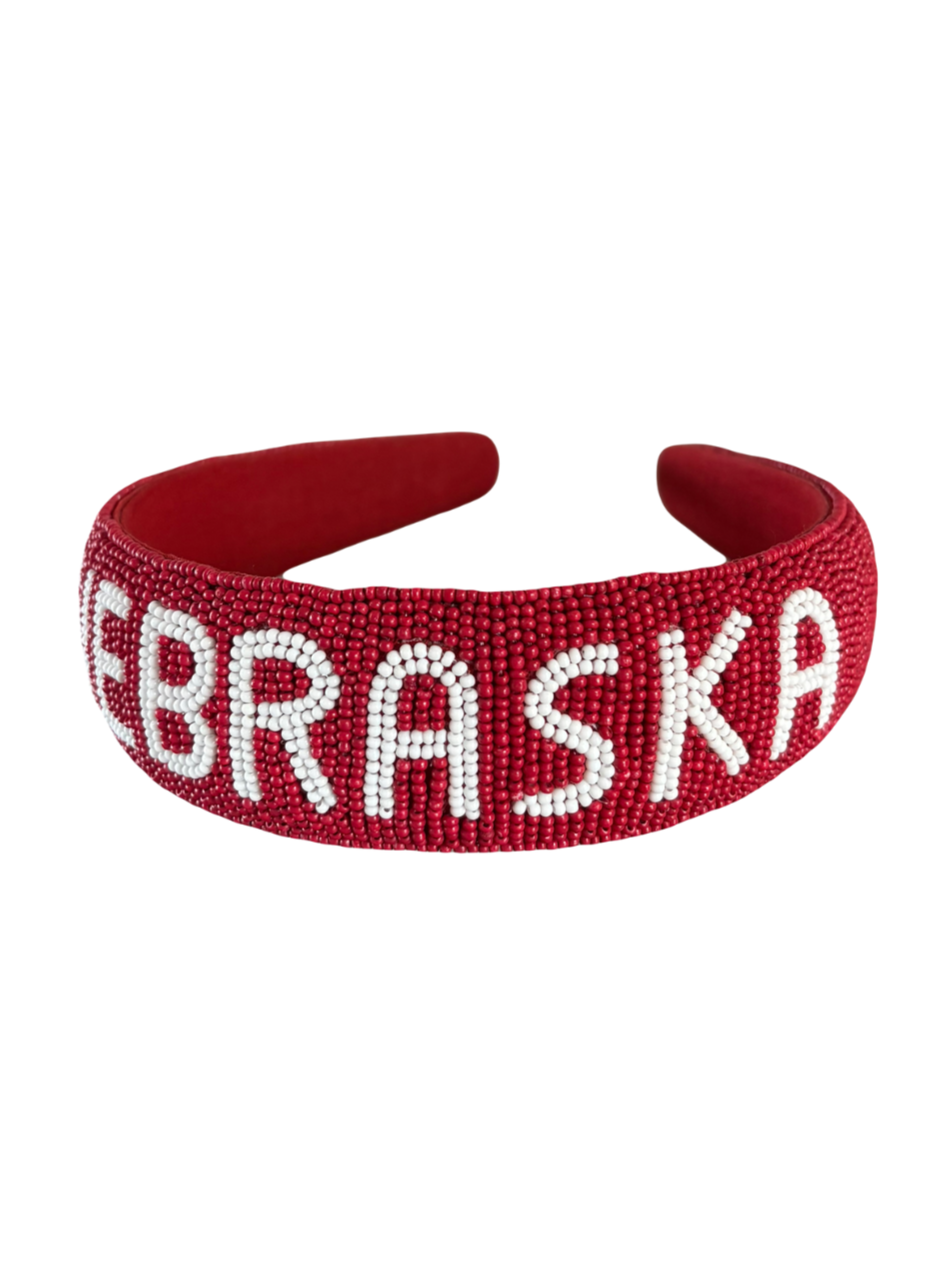 Nebraska Minerva Beaded Headband