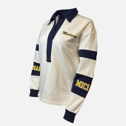 Michigan Wolverines Back Logo Long Sleeve Rugby Top