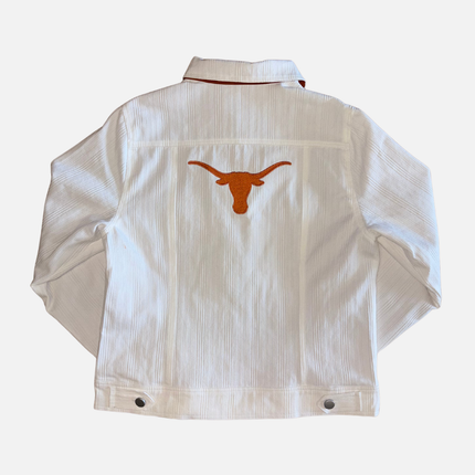 Texas Longhorns Embroidered Denim Jacket - Ivory