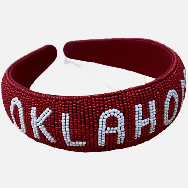 Oklahoma Sooners Hand Beaded Headband