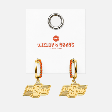 Oklahoma State Cowboys Finn Logo Hoop Earrings