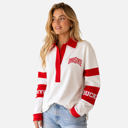 Ohio State Buckeyes Back Logo Long Sleeve Rugby Top