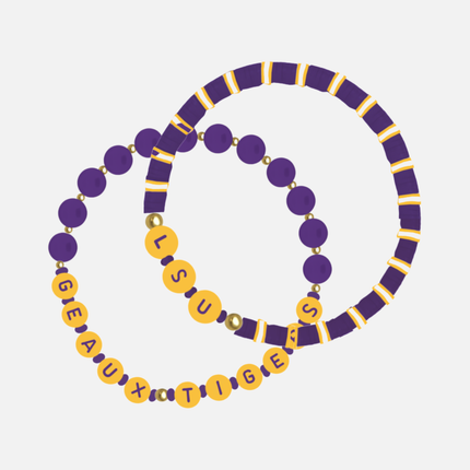 LSU Tigers Beaded Bracelet Set