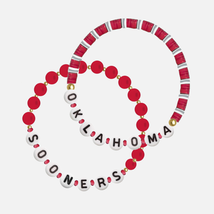 Oklahoma Sooners Beaded Bracelet Set