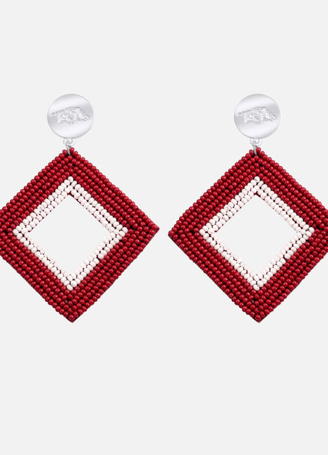Arkansas Razorbacks Hand Beaded Weaver Earrings