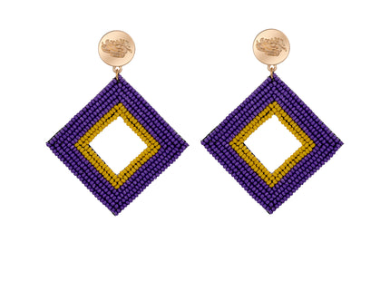 LSU Geaux Tigers Hand Beaded Weaver Earrings