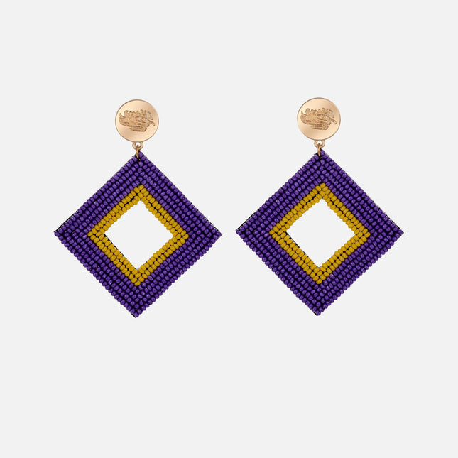 LSU Geaux Tigers Hand Beaded Weaver Earrings