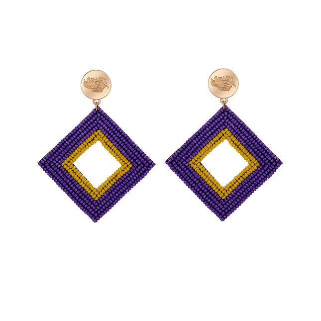 LSU Geaux Tigers Hand Beaded Weaver Earrings