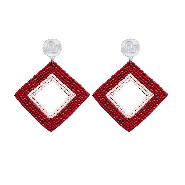 Oklahoma Sooners Hand Beaded Weaver Earrings