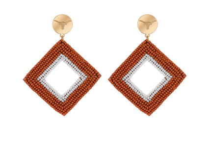 Texas Longhorns Hand Beaded Weaver Earrings