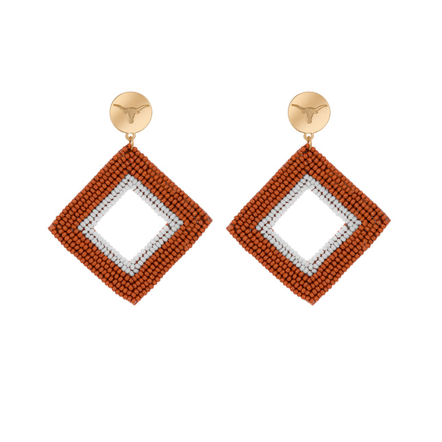 Texas Longhorns Hand Beaded Weaver Earrings