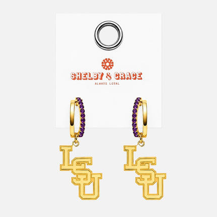 LSU Tigers Finn Logo Hoop Earrings