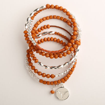 Texas Longhorns Beaded Wrap Bracelet