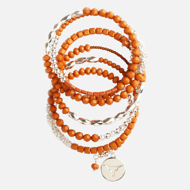 Texas Longhorns Beaded Wrap Bracelet