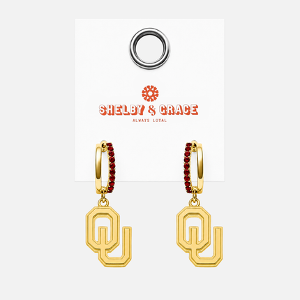 Oklahoma Sooners Finn Logo Hoop Earrings