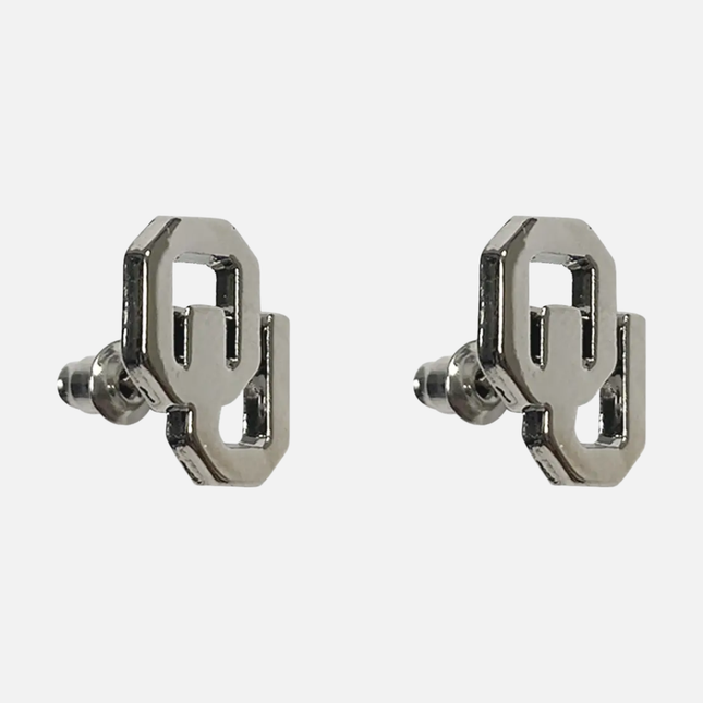 Oklahoma Sooners Logo Stud Earrings Silver Plated