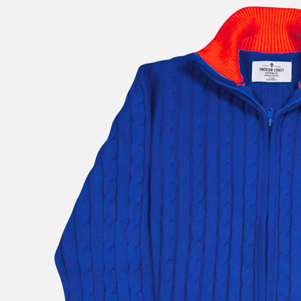 Kansas Jayhawks Zip Cable Cardigan Sweater