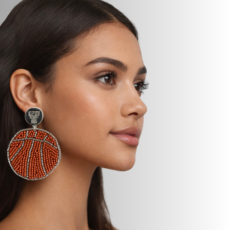 Texas Tech Red Raiders Hand Beaded Basketball Earrings