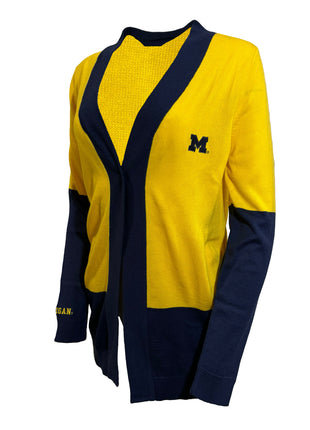 Michigan Wolverines Color Block Cardigan Sweater