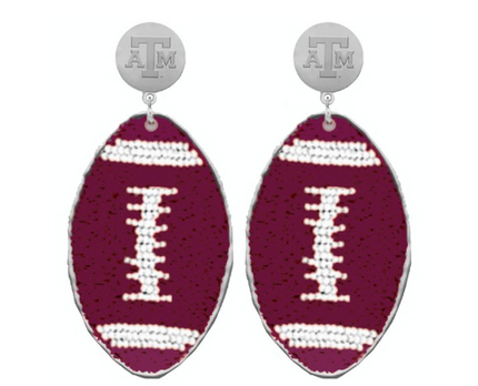 Texas A&M touchback Football Earrings