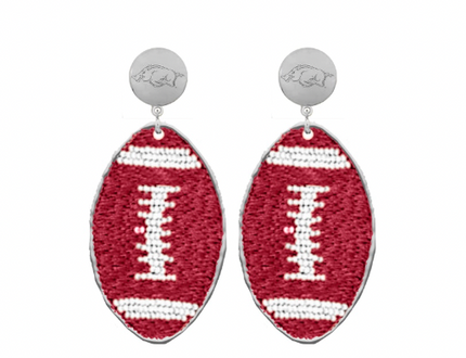 Arkansas Razorbacks Touchback Football Earrings